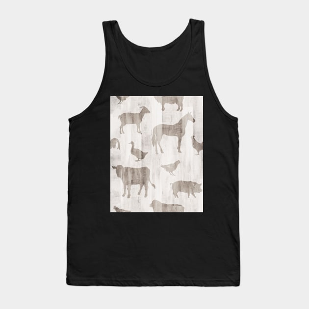 Farm Animals - Light Barn Wood Tank Top by SugarPineDesign